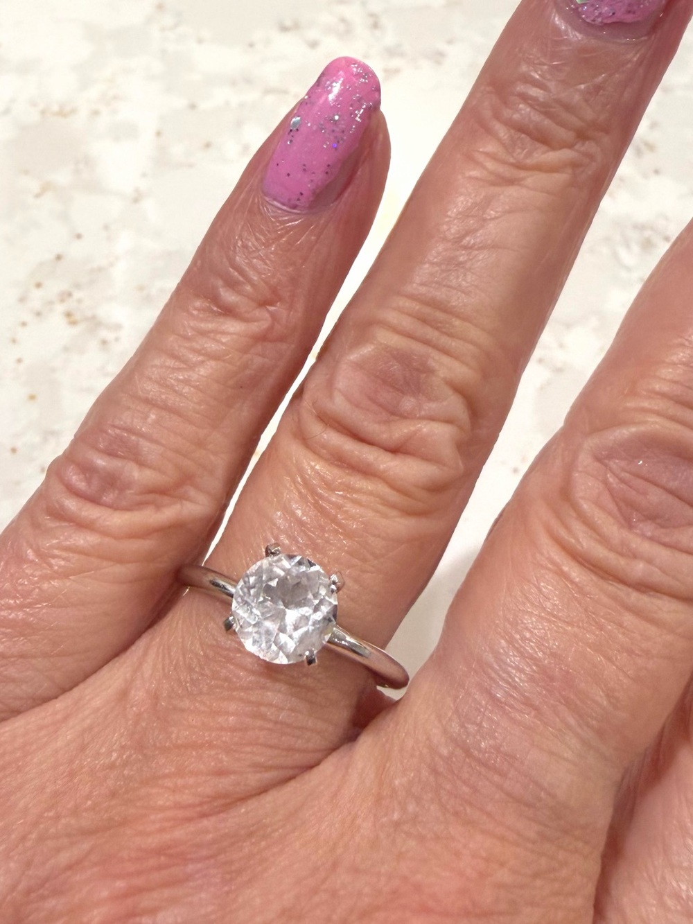 Vintage Uncas Clear Faux Diamond Solitaire Ring, Size 7